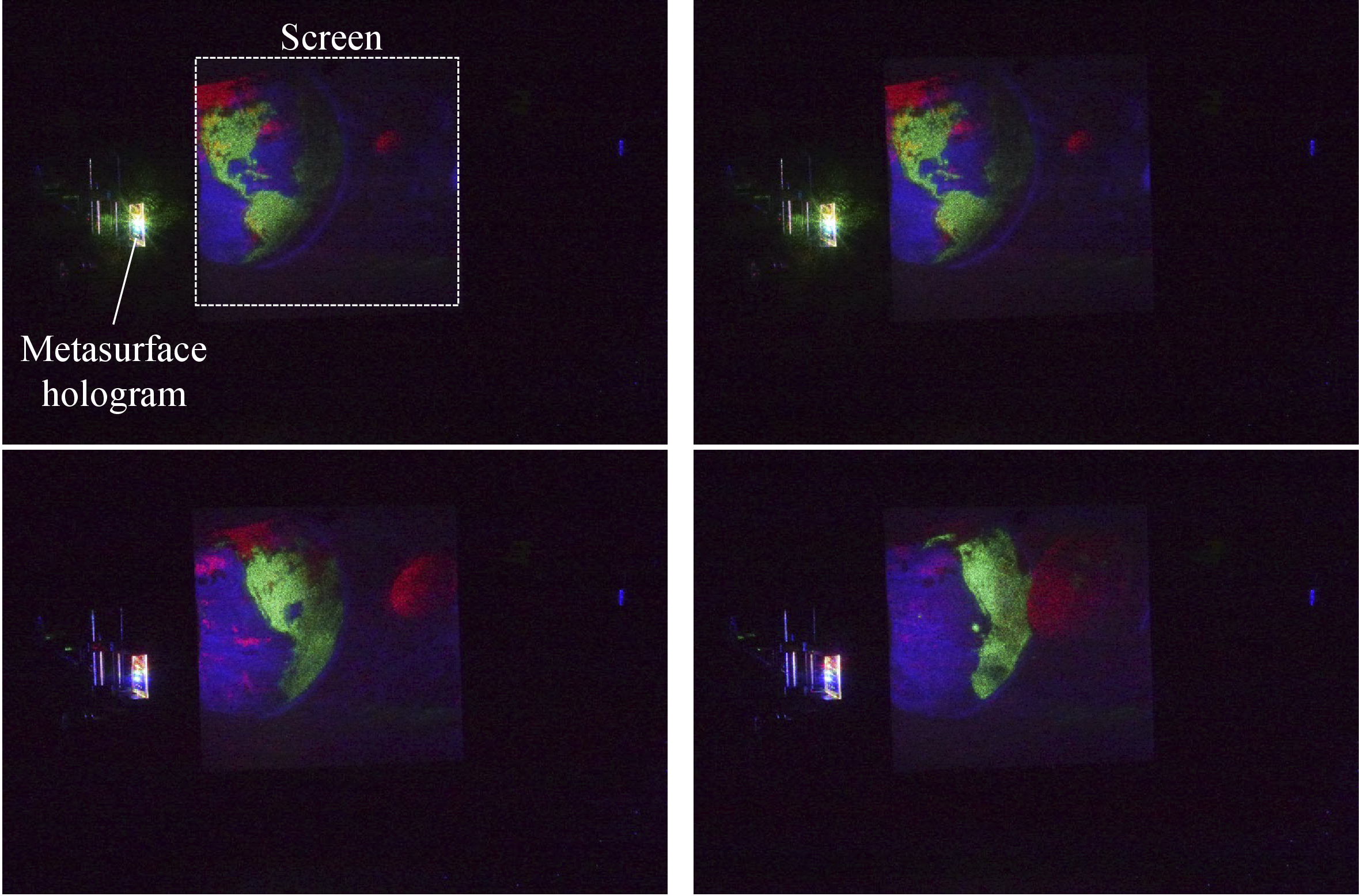 3-color-earth-and-moon-holography using metasurface